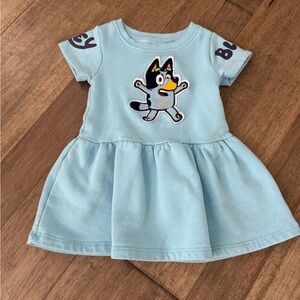 2T Bluey Kids sweatshirt peplum Dress - Light Blue
